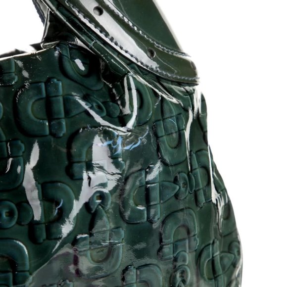 Gucci Green Patent Horsebit Leather Glam Hobo Bag Gold Hardware Water Resistant - Picture 4 of 6